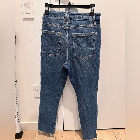 Good American Good classic jeans raw hem blue940 wash size 8 - Picture 6 of 6